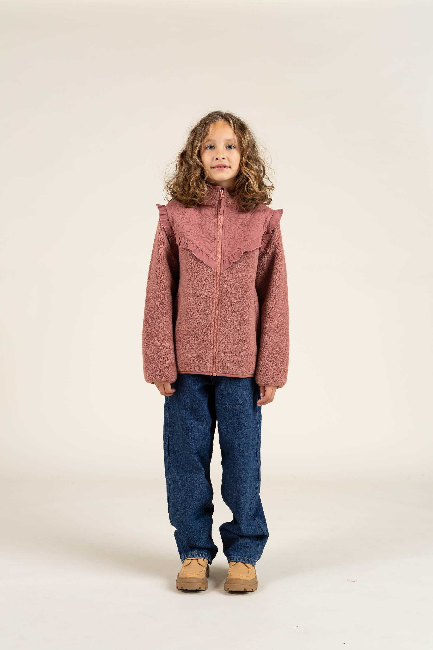 Pile Zip Jacket with Frills - Tween - Old Rose | 100637 Madison