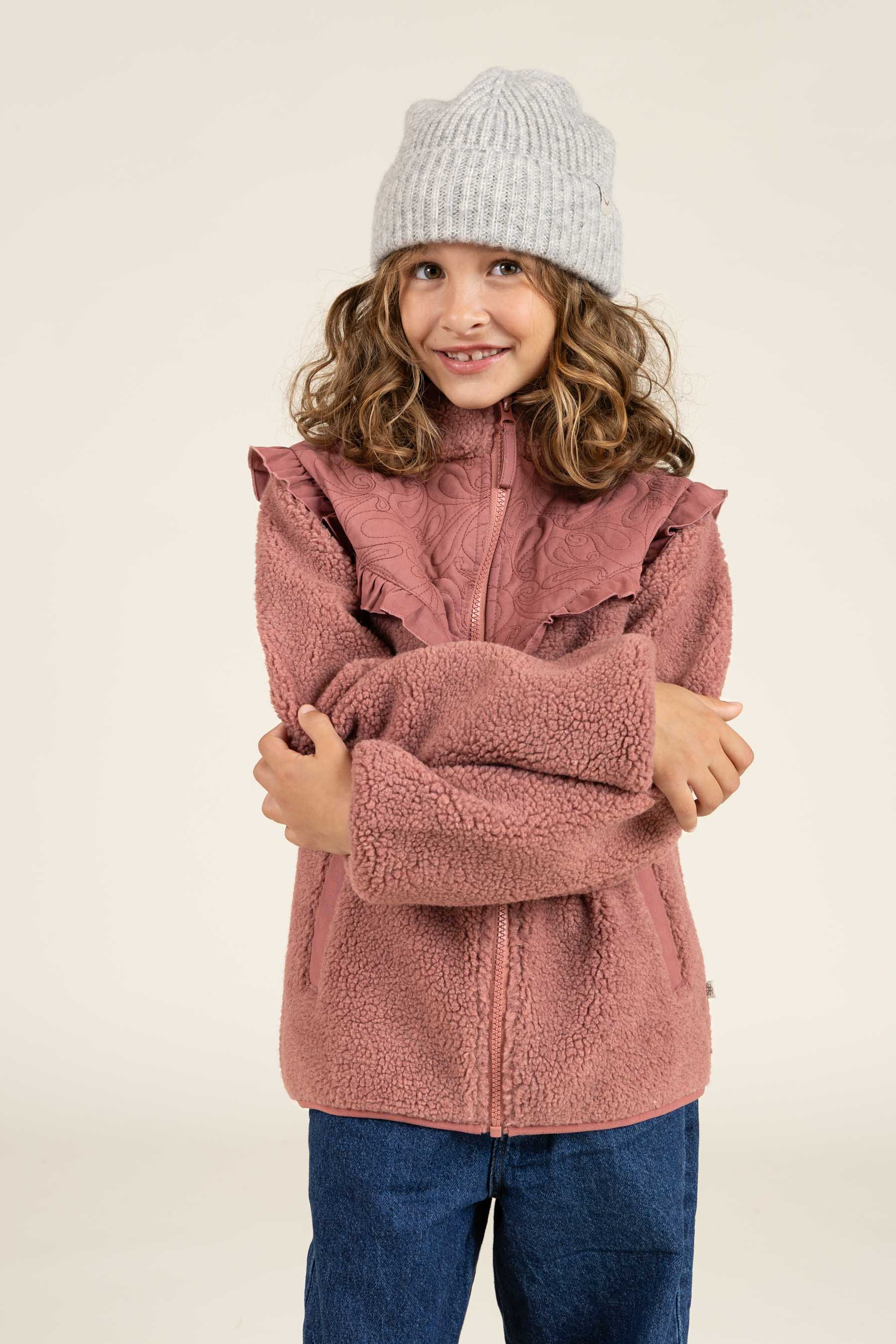 Pile Zip Jacket with Frills - Tween - Old Rose | 100637 Madison