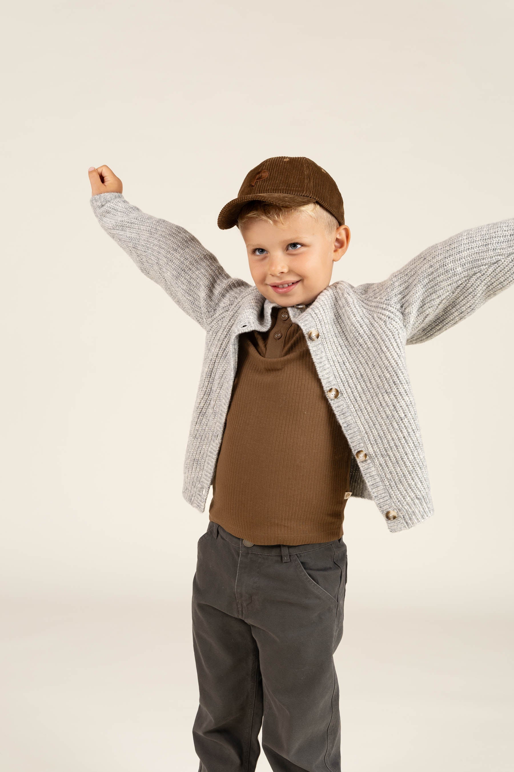 Long Sleeve Cotton Rib T-shirt - Kids - Coffee | 100568 Manson