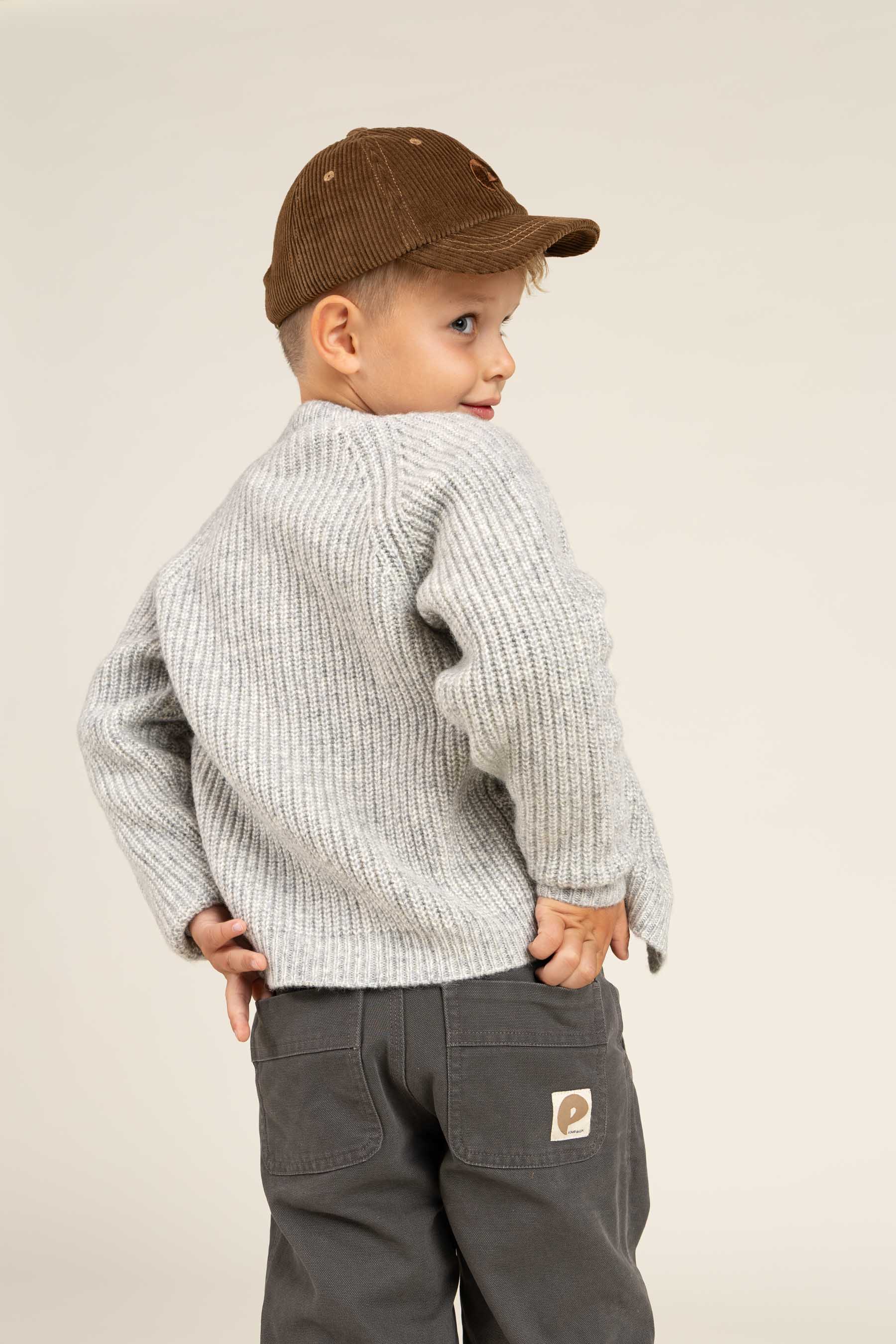 Wool Mix Cardigan - Kids - Grey Melange | 100746 Cork
