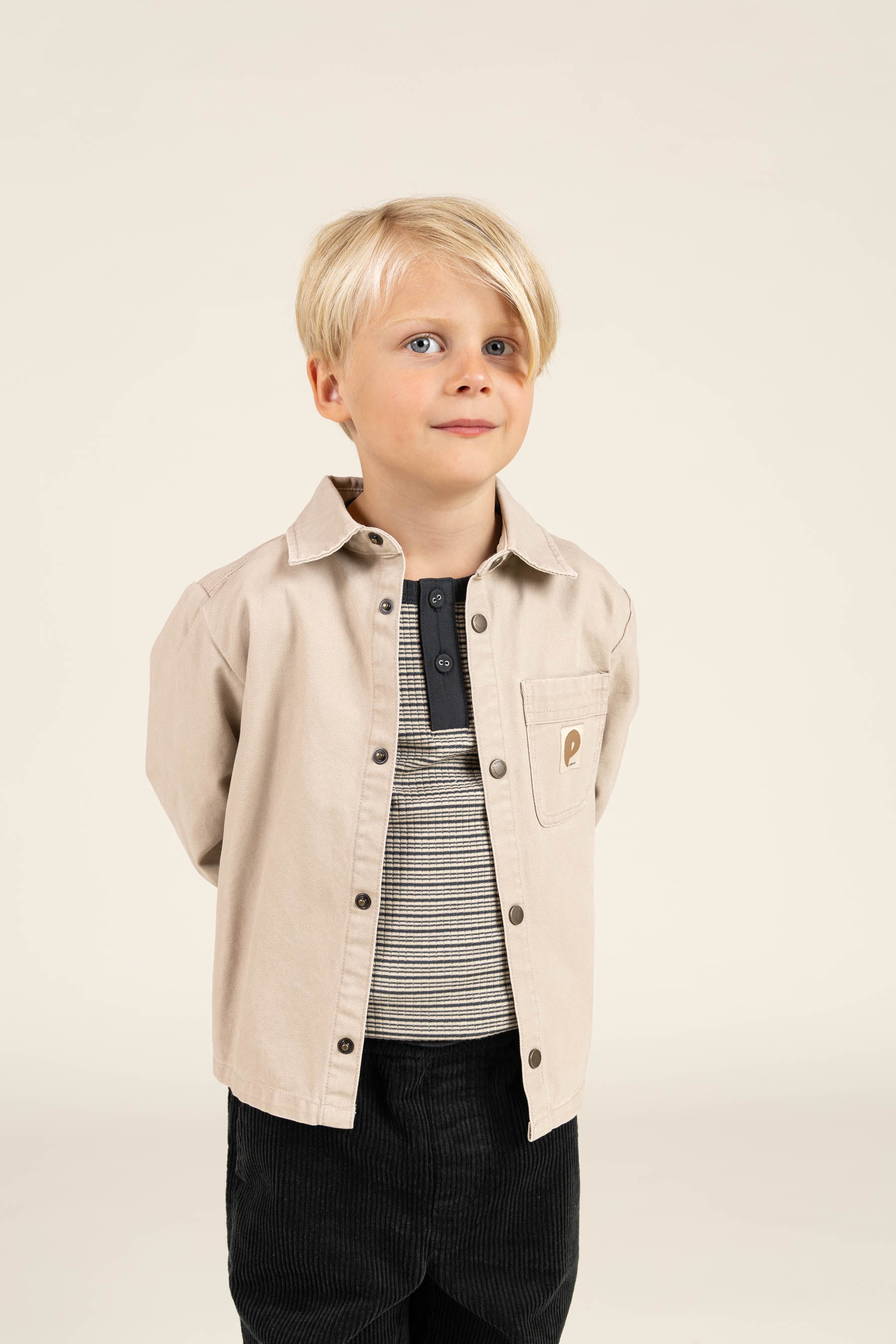 Long Sleeve Cotton Rib T-shirt - Kids - Forest Green Stripe | 100562 Manson