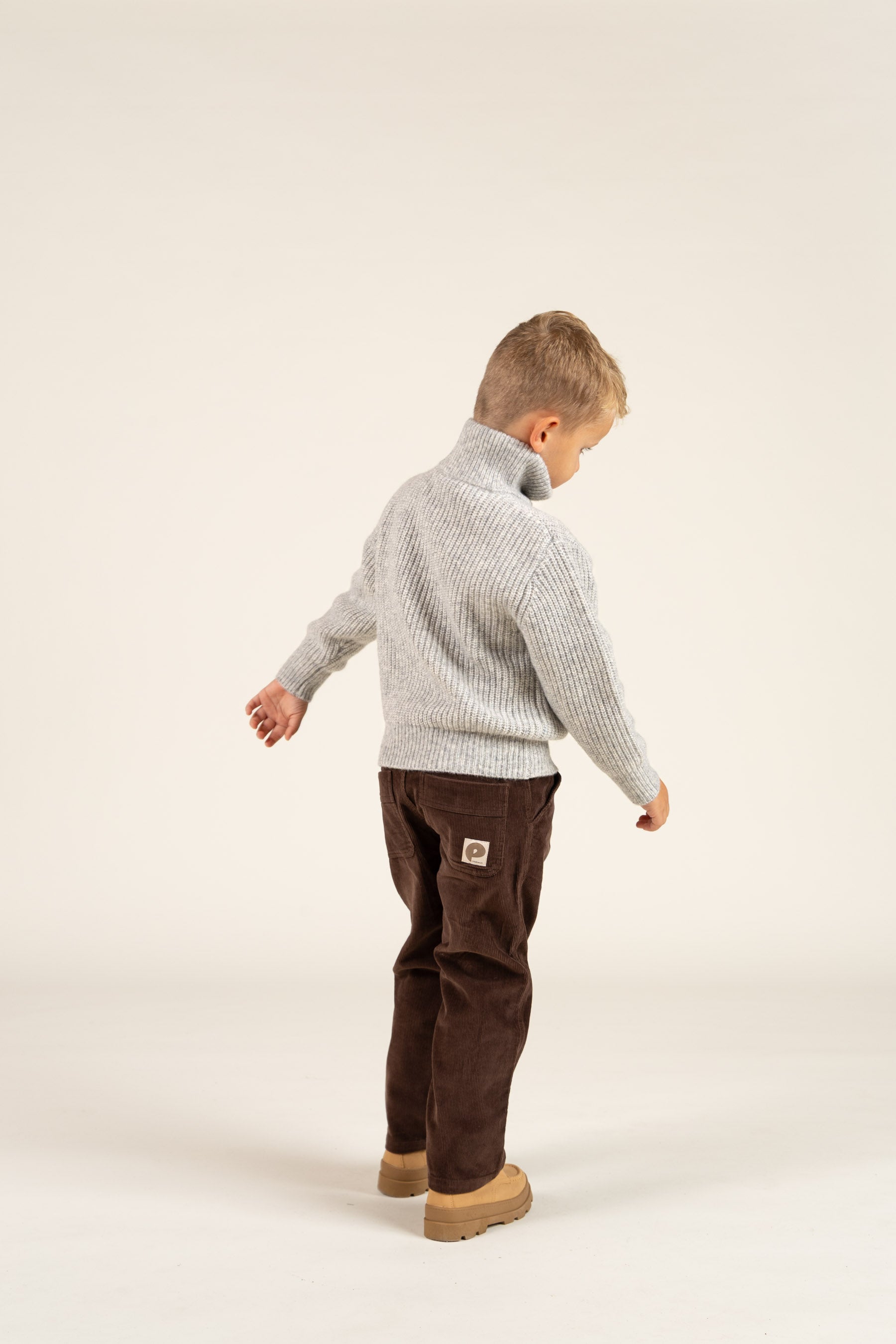 Half Zip Woolmix Sweater - Kids - Grey Melange | 100752 Adam