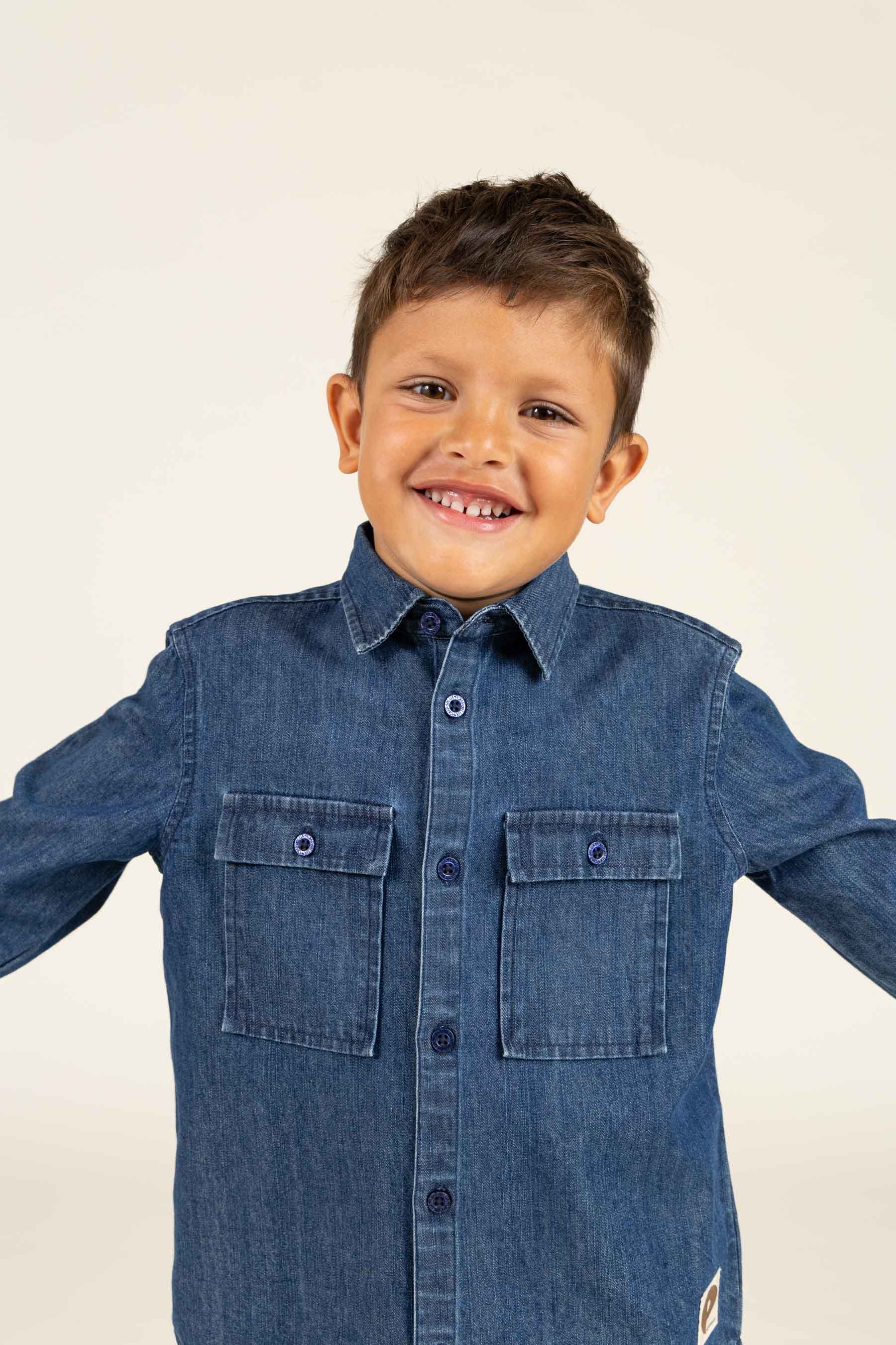 Denim Shirt - Kids - Dark Blue Denim | 100176 Delhi