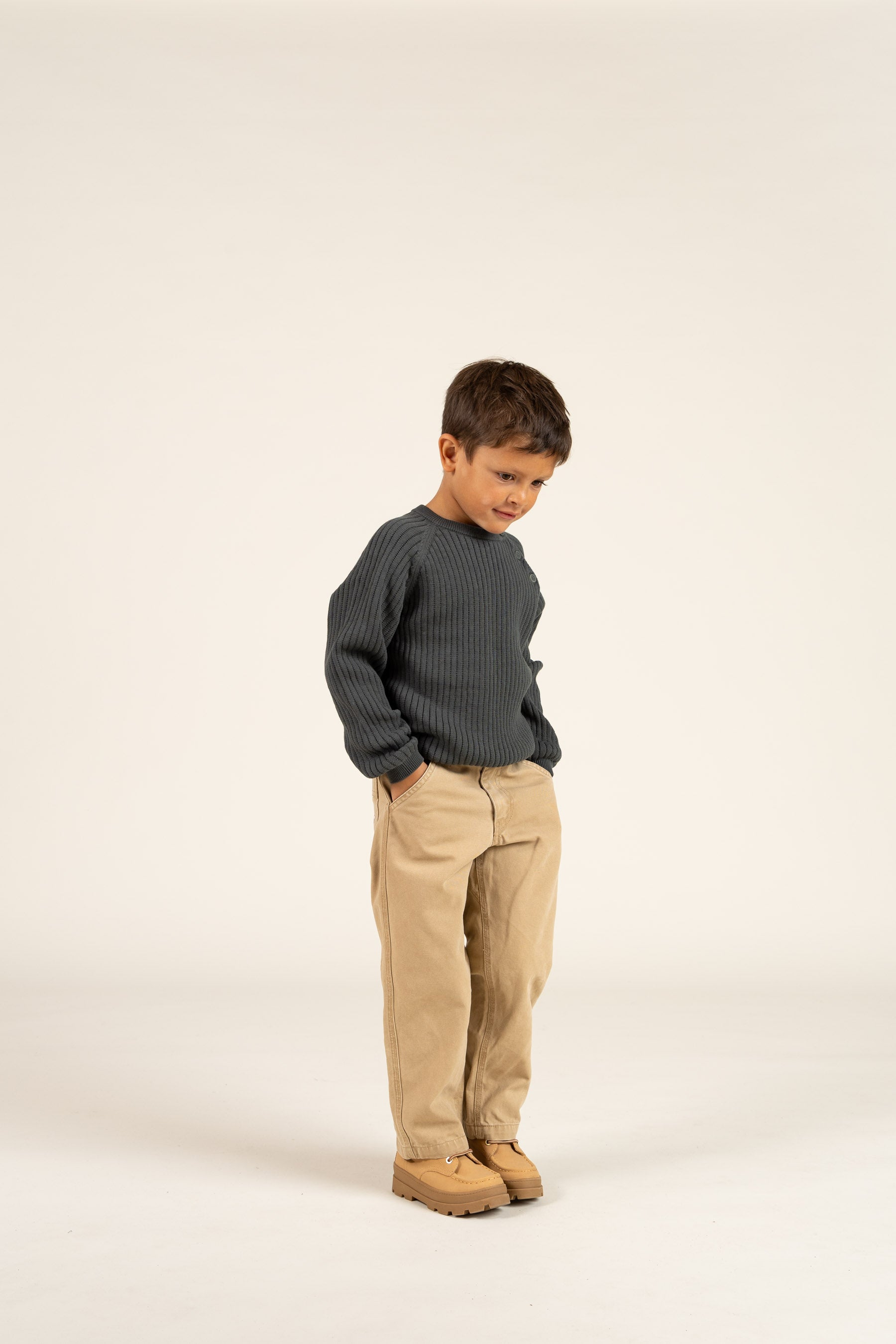 Cotton Knit Sweater - Kids - Forest Green | 100689 Jett