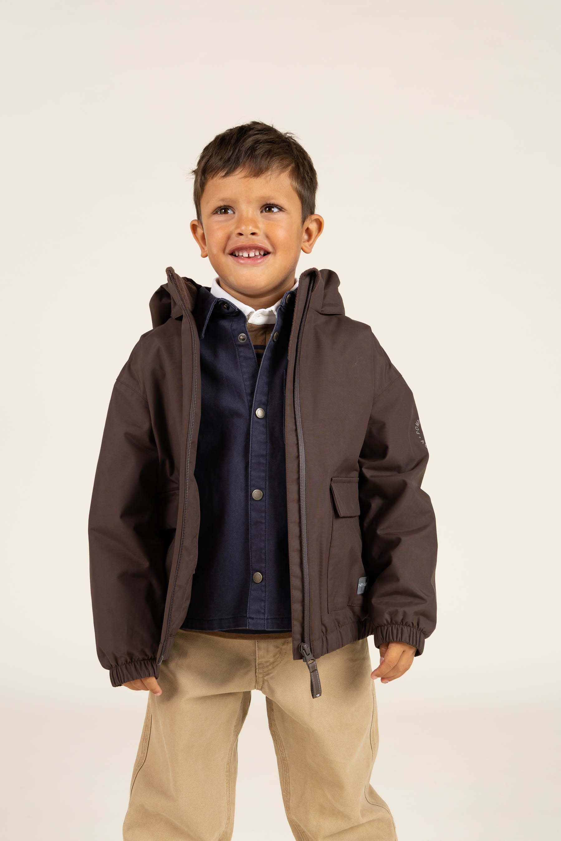 Shell Jacket with Patch Pocket - Kids - Chocolate | 100499 Luke