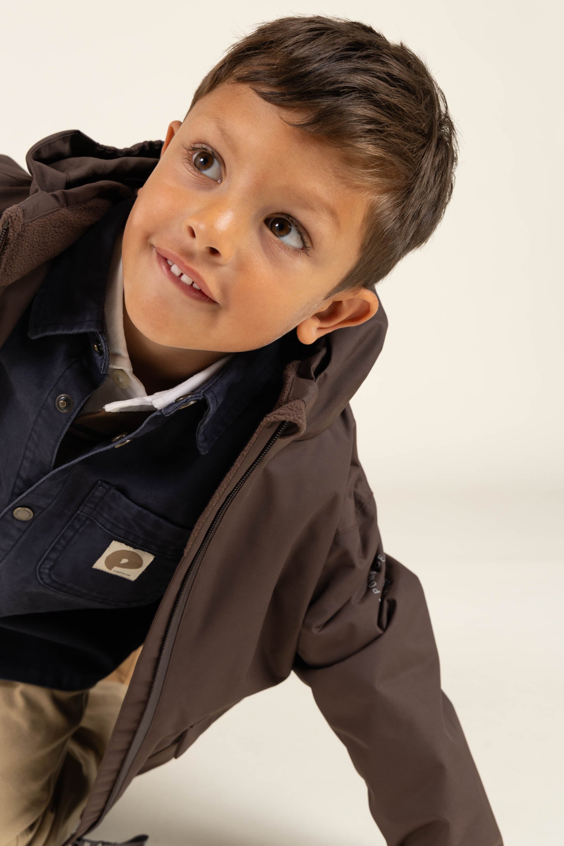 Shell Jacket with Patch Pocket - Kids - Chocolate | 100499 Luke