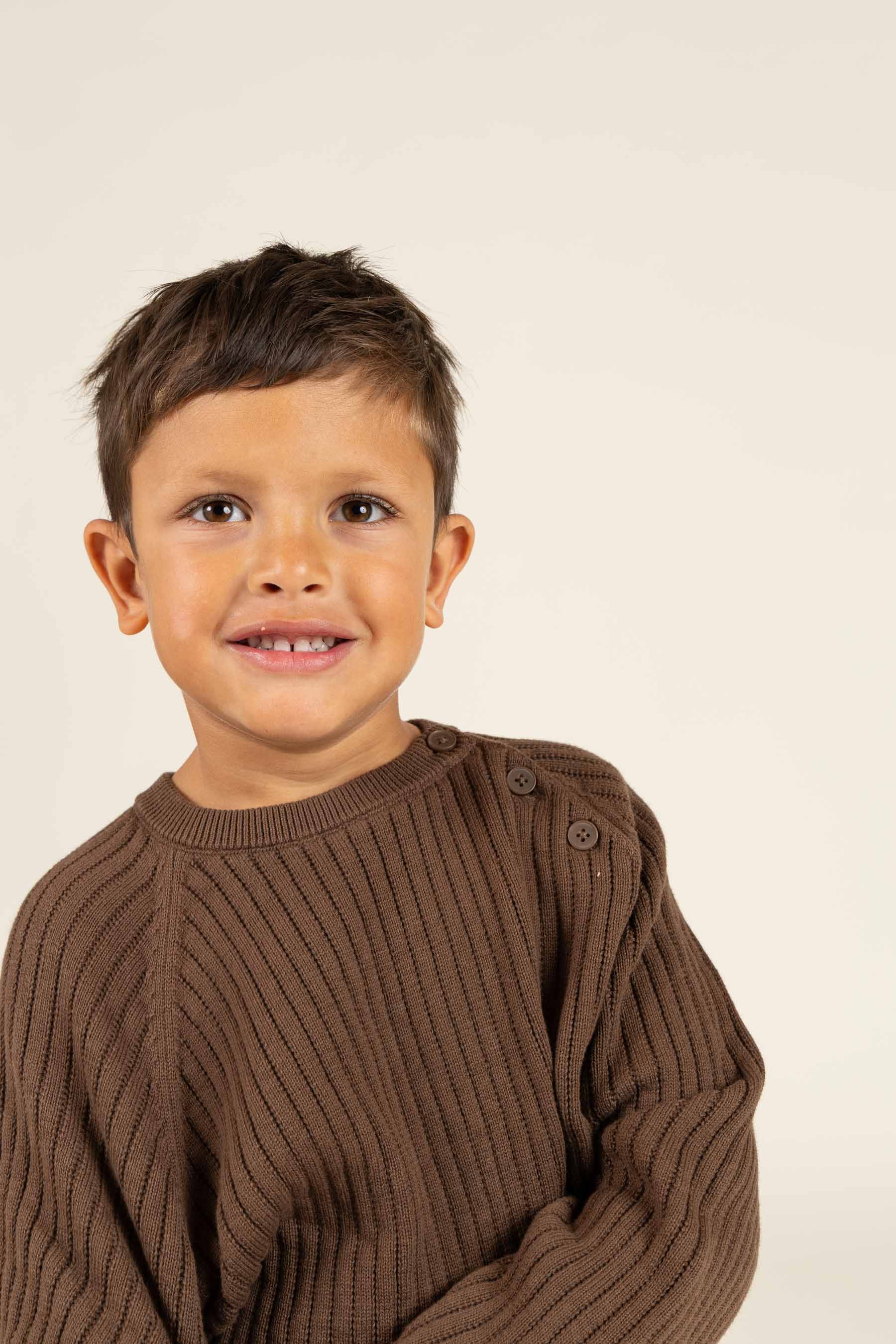 Cotton Knit Sweater - Kids - Coffee | 100691 Jett