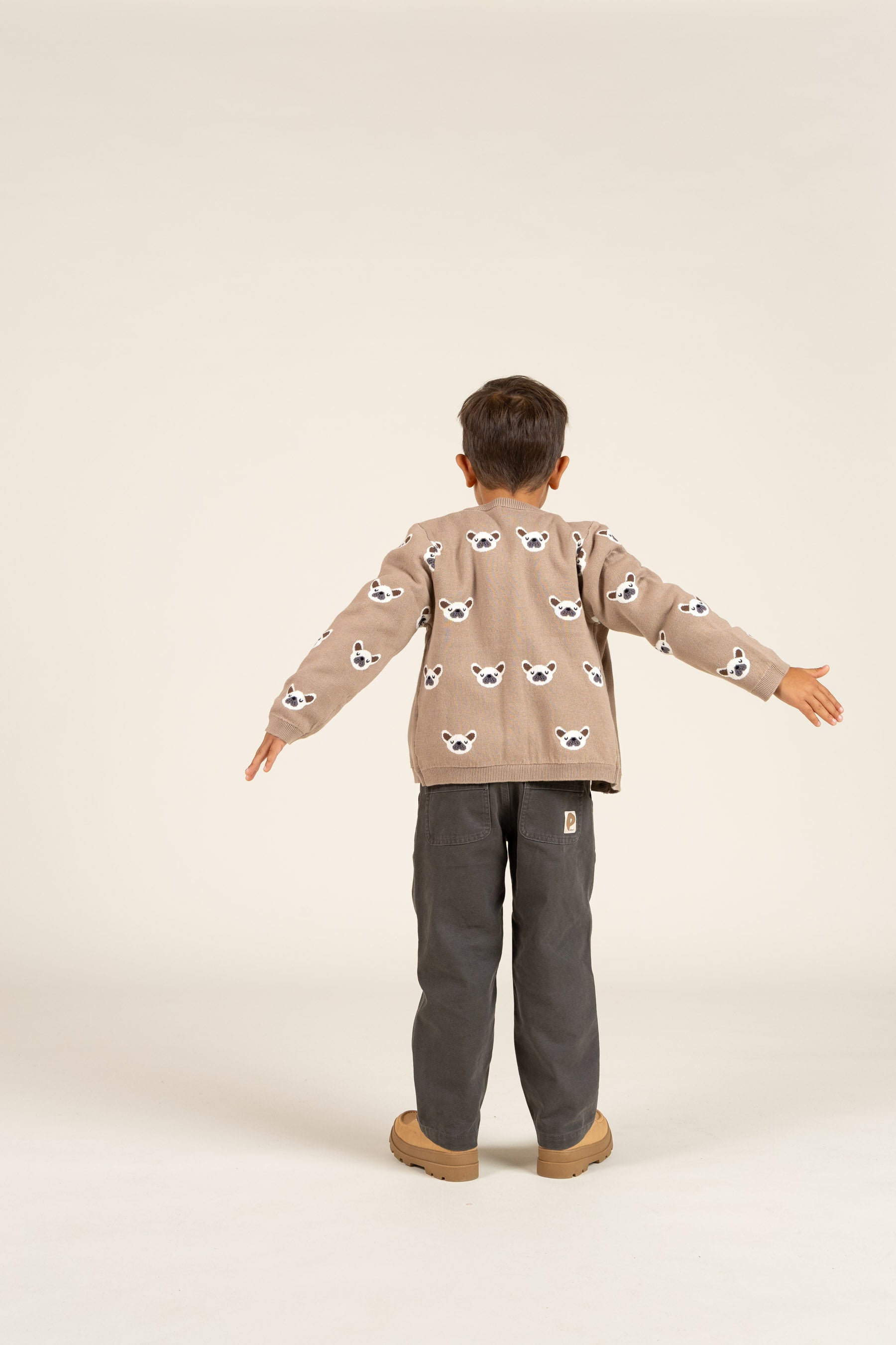 Cotton jaquard Knit Cardigan - Kids - Light Brown | 100668 Nico