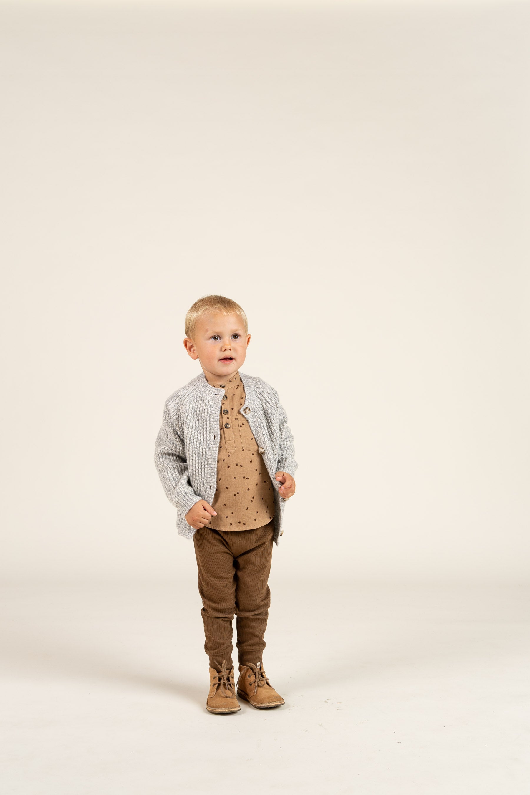 Wool Mix Cardigan - Kids - Grey Melange | 100746 Cork