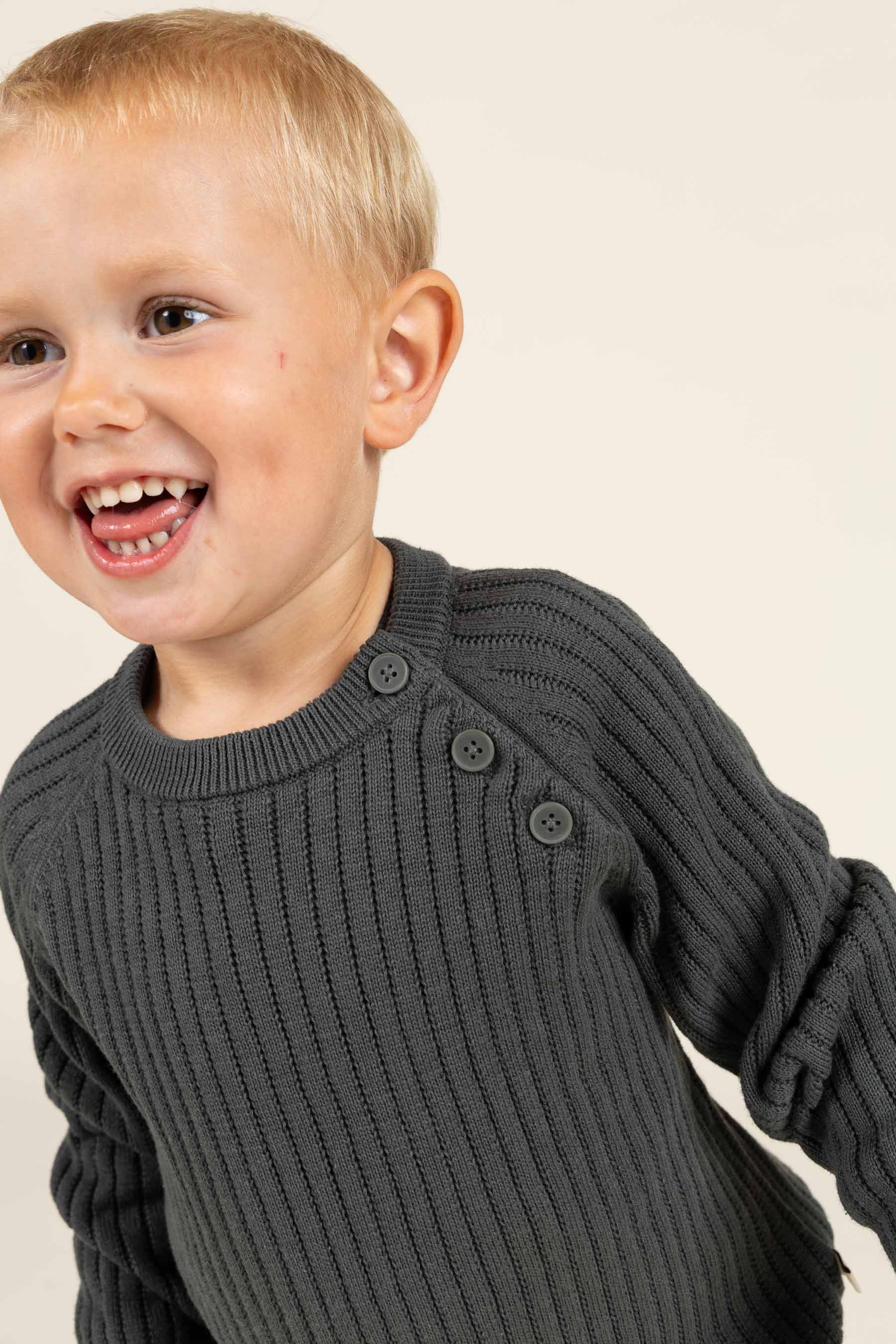 Cotton Knit Sweater - Kids - Forest Green | 100689 Jett