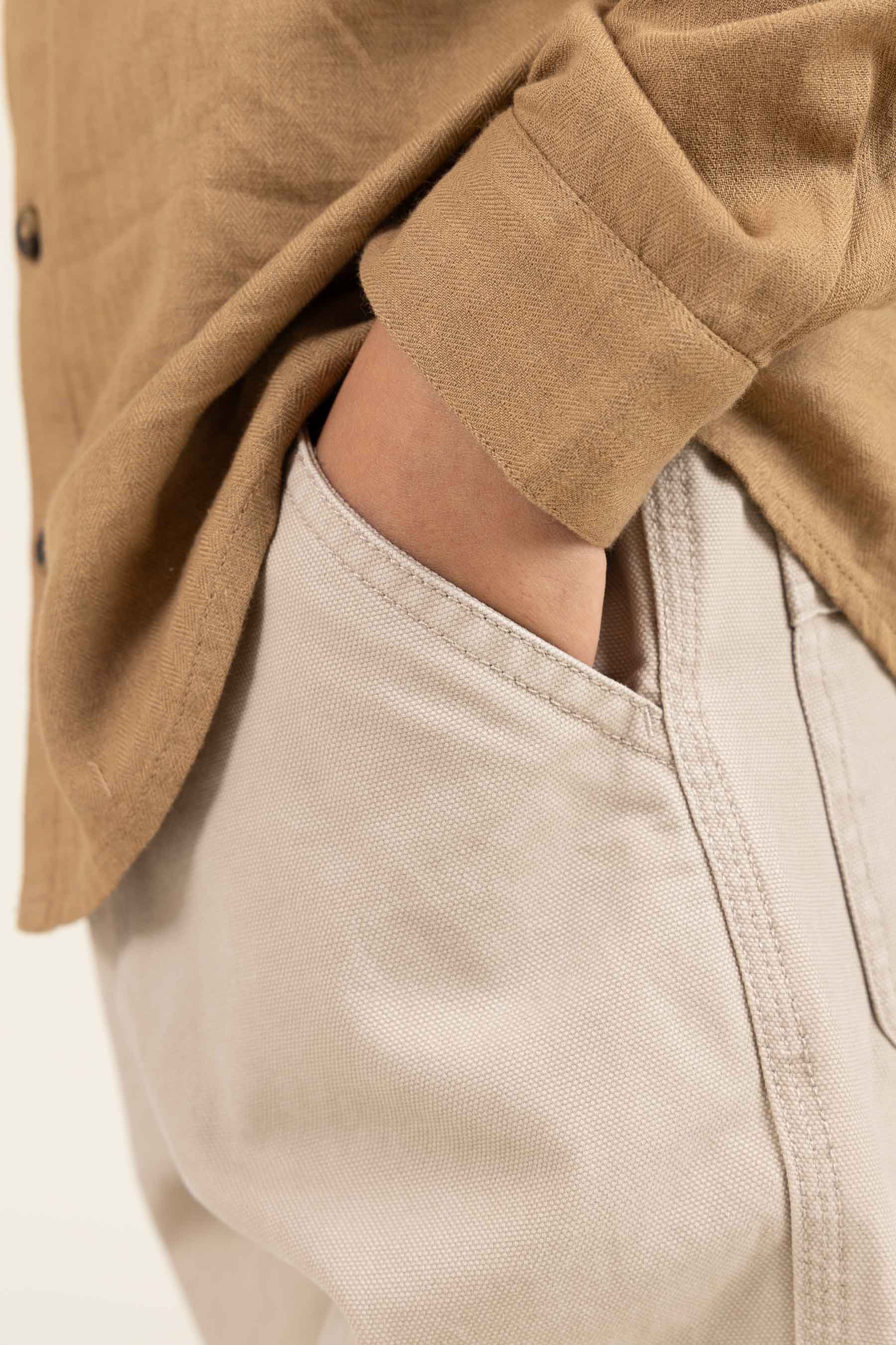 Herringbone Woven Cotton Shirt - Tween - Light Brown | 100804 Edward