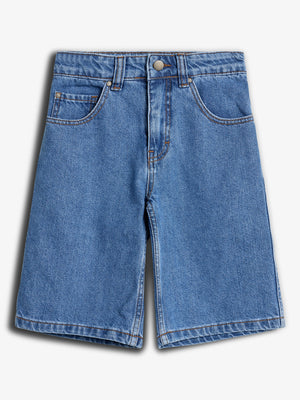 Long Line Denim Shorts - Blue Denim | 100106 Storm