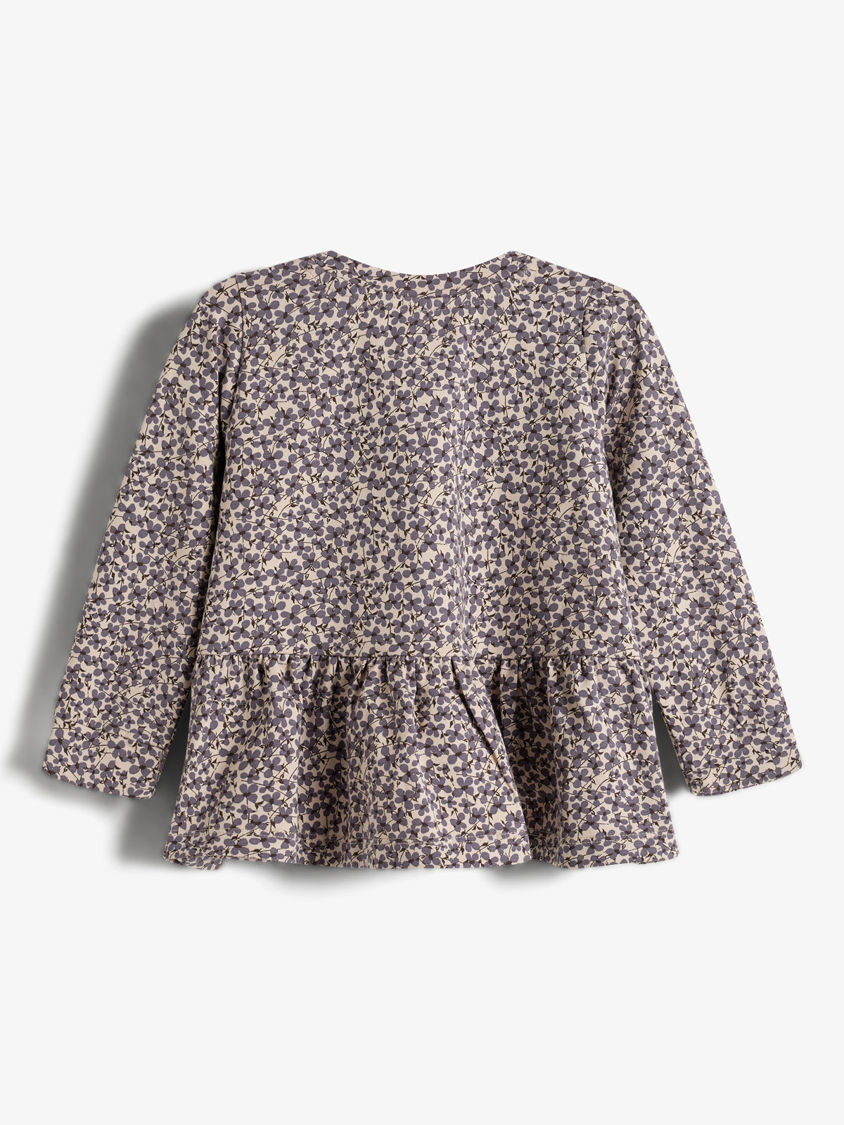 Jersey Peplum Blouse w. Ditsy Print - Little - Dusty Purple