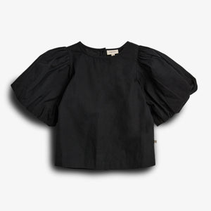 Bubble-sleeve Poplin blouse - Tween - Black | 100420 Laura