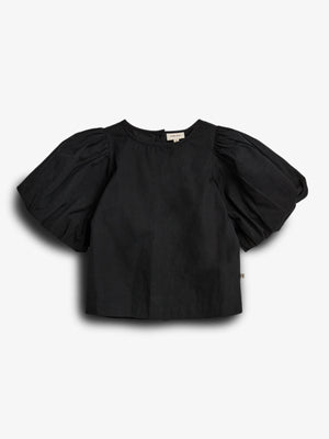 Bubble-sleeve Poplin blouse - Tween - Black | 100420 Laura