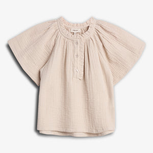 Muslin Placket Blouse - Light Beige | 100239 Ella