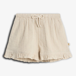 Muslin Shorts with Embroidery - Light Beige | 100245 Ella