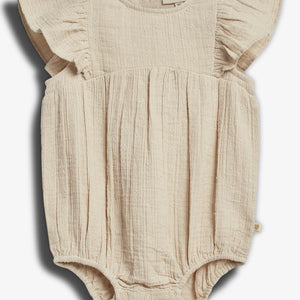 Muslin Butterfly-sleeve Romber with Embroidery - Light Beige | 100247 Ella