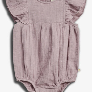 Muslin Butterfly-sleeve Romber with Embroidery - Purple | 100248 Ella