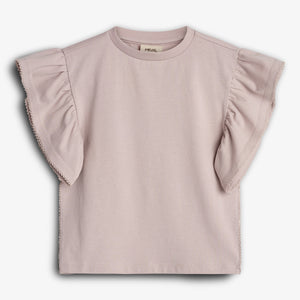 Ruffle Sleeve T-Shirt w. Picot stitch - Light Purple | 100256 Vilde