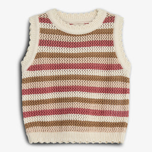 Striped Open-knit Top - Rose | 100273 Mary