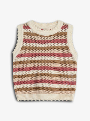 Striped Open-knit Top - Rose | 100273 Mary
