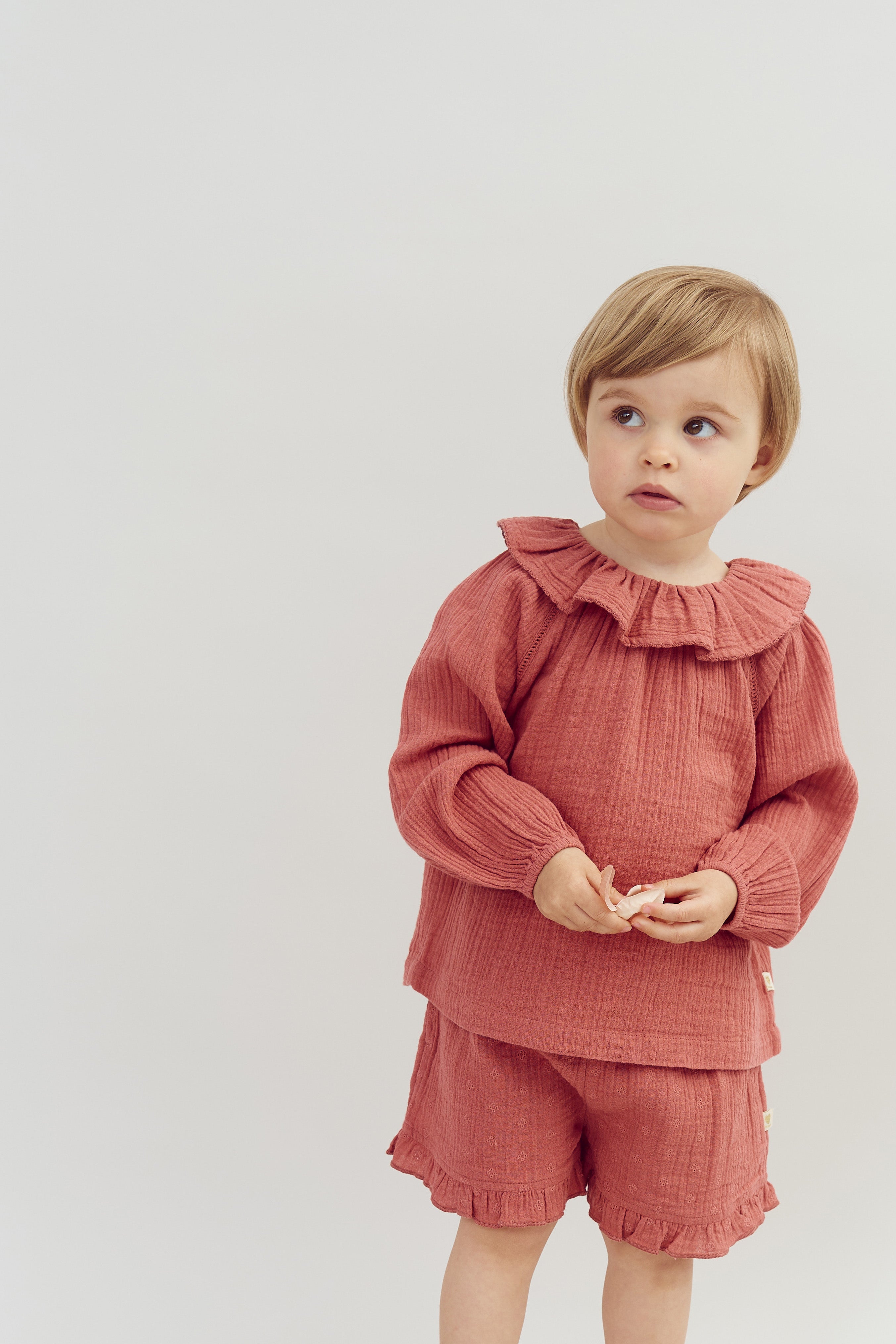 Muslin Shorts with Embroidery - Blush | 100292 Ella