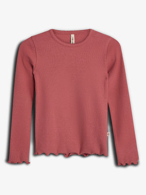 Modal Rib Long Sleeve T-shirt - Blush | 100316 Fiona
