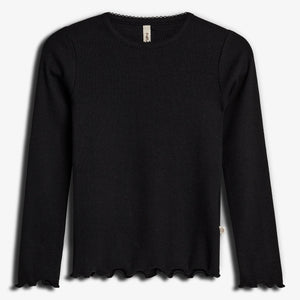 Modal Rib Long Sleeve T-shirt - Black | 100317 Fiona
