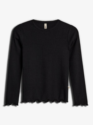 Modal Rib Long Sleeve T-shirt - Black | 100317 Fiona