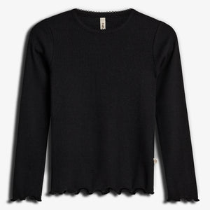 Modal Rib Long Sleeve T-shirt - Tween - Black | 100442 Fiona