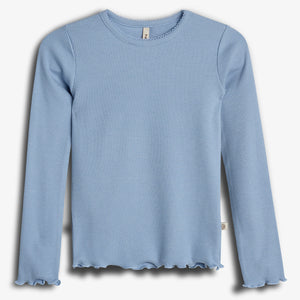Modal Rib Long Sleeve T-shirt - Blue | 100318 Fiona