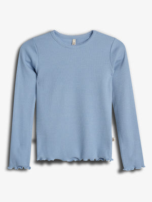 Modal Rib Long Sleeve T-shirt - Blue | 100318 Fiona