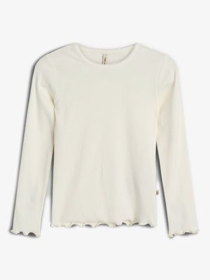 Modal Rib Long Sleeve T-shirt - Off White | 100319 Fiona