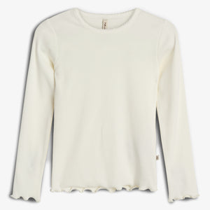Modal Rib Long Sleeve T-shirt - Tween - Off White | 100444 Fiona