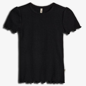 Modal Rib Short Sleeve T-shirt - Tween - Black | 100446 Fiona