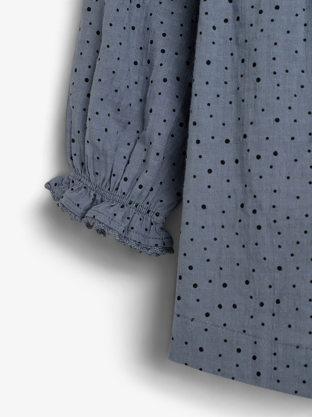 Cotton Tunic w. Micro Dots - Little - Dusty Blue