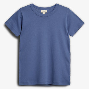 Fitted T-Shirt w. Picot stitch - Dusty Cobalt | 100201 Tina