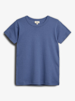 Fitted T-Shirt w. Picot stitch - Dusty Cobalt | 100201 Tina