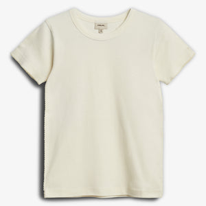 Fitted T-Shirt w. Picot stitch - Off White | 100202 Tina