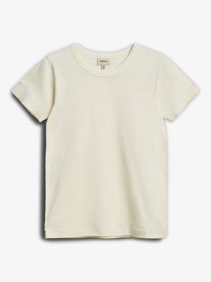 Fitted T-Shirt w. Picot stitch - Off White | 100202 Tina