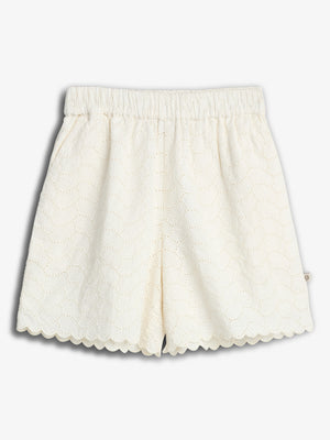 Butterfly Embroidery Shorts - Off White | 100310 Karla