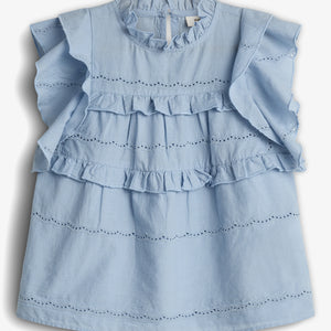 Sleeveless Frill Blouse - Tween - Blue | 100485 Frida