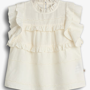 Sleeveless Frill Blouse - Off White | 100486 Frida