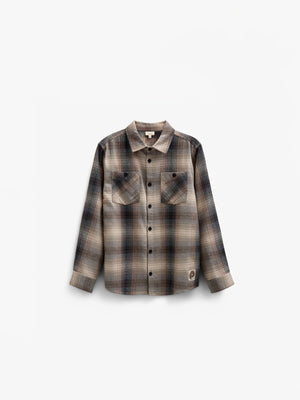 Checked Flannel Shirt - Tween - Brown Navy Check | 100527 Henry