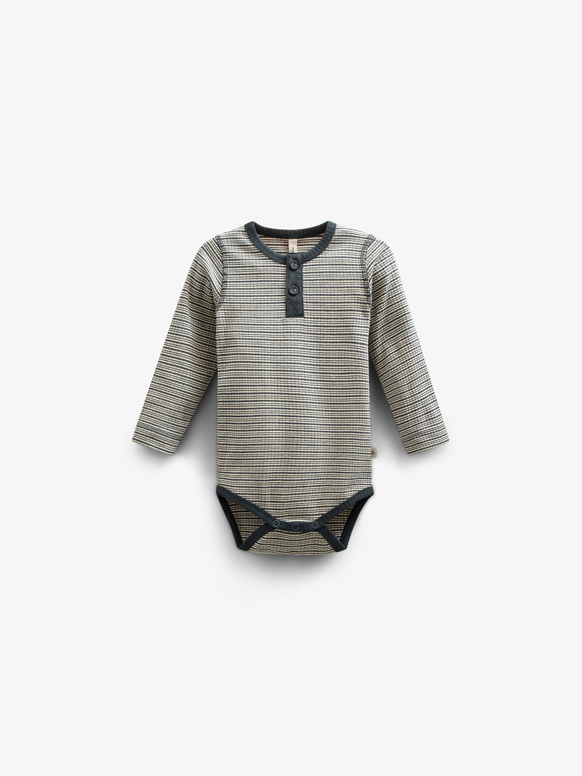 Long Sleeve Cotton Rib Bodysuit - Kids - Forest Green Stripe | 100558 Manson