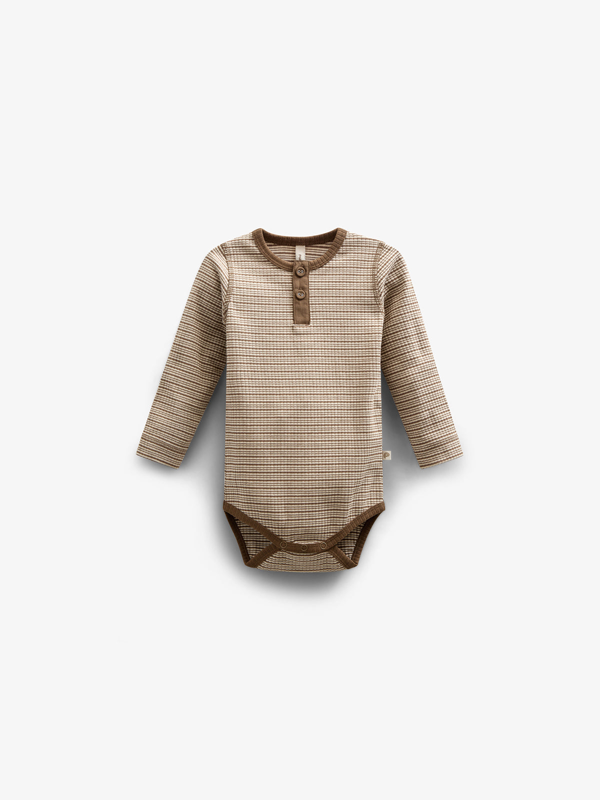 Long Sleeve Cotton Rib Bodysuit - Kids - Coffee Stripe | 100559 Manson