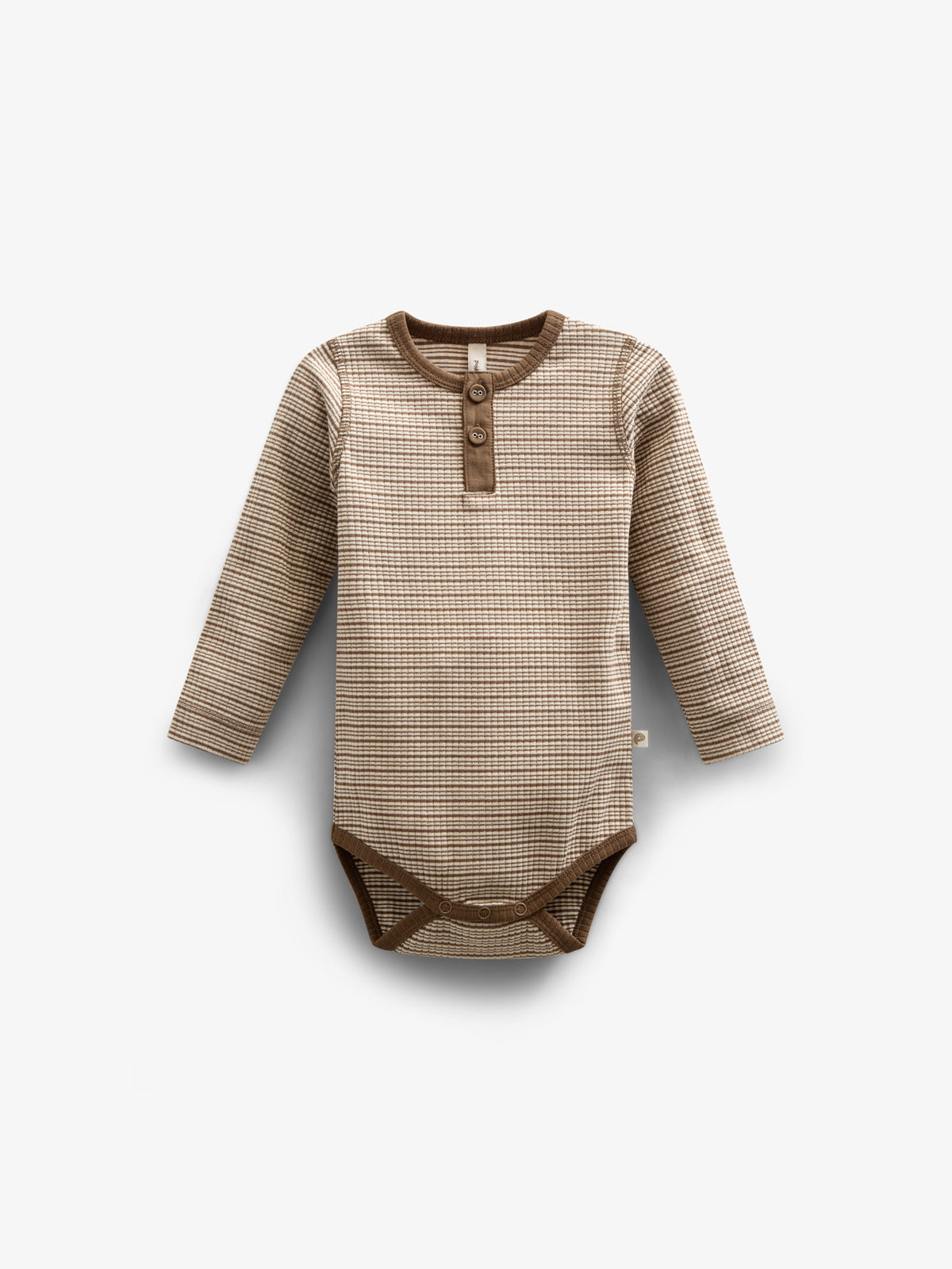 Long Sleeve Cotton Rib Bodysuit - Kids - Coffee Stripe | 100559 Manson