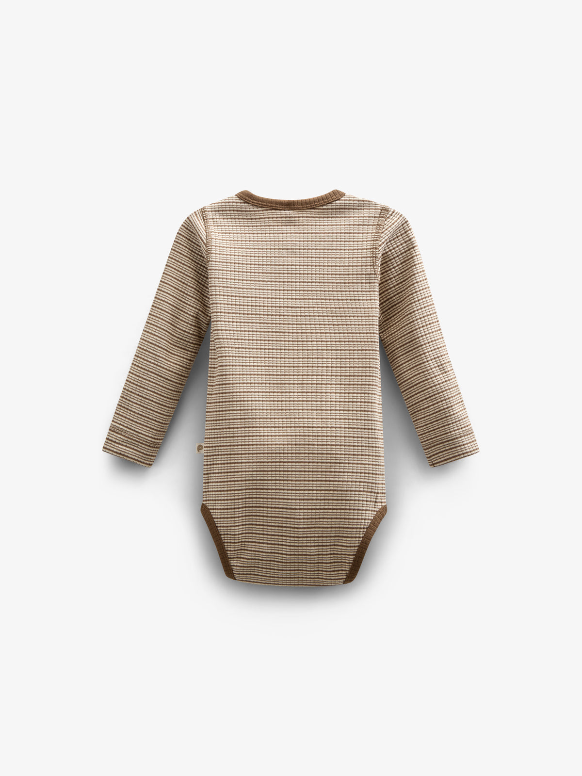 Long Sleeve Cotton Rib Bodysuit - Kids - Coffee Stripe | 100559 Manson