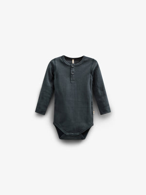 Long Sleeve Cotton Rib Bodysuit - Kids - Forest Green | 100560 Manson